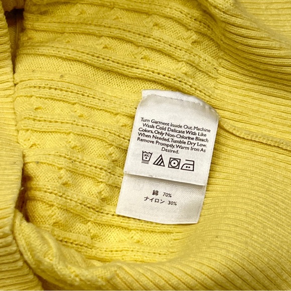Eddie Bauer Scoop Neck Cable Knit Henley Sweater Pullover Womens Large Yellow - Picture 8 of 8
